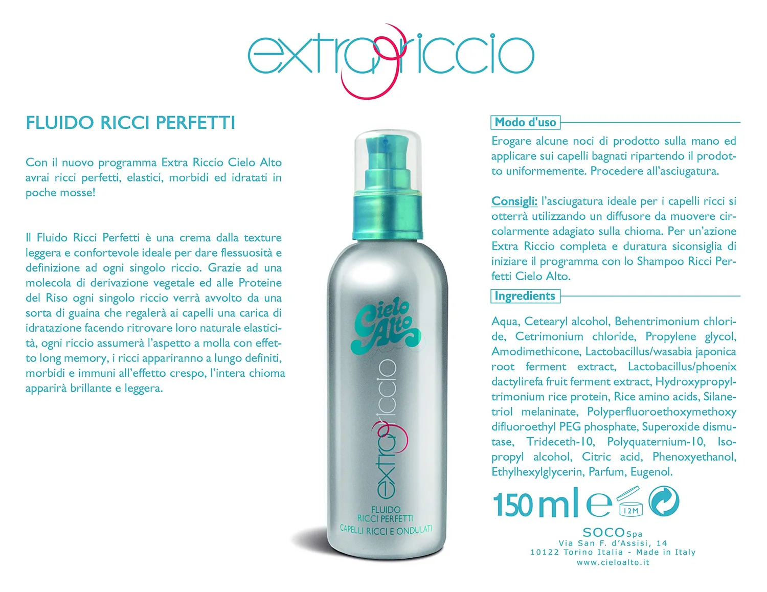 Cielo Alto Fluido Ricci Perfetti 150 ml anticrespo