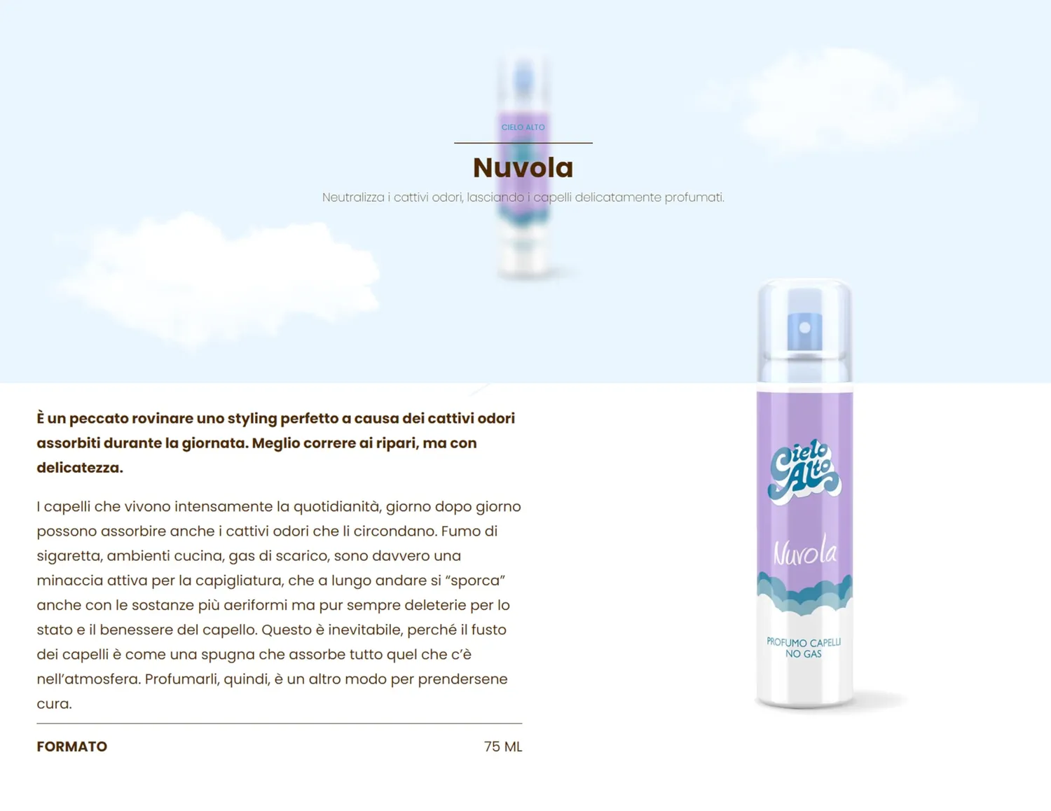 Cielo Alto Nuvola profumo capelli 75 ml no gas