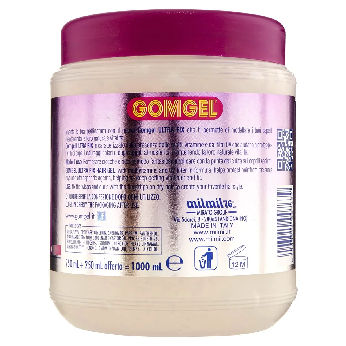 Gomgel Ultra Fix Gel Capelli 1000 ml Effetto Bagnato Forte