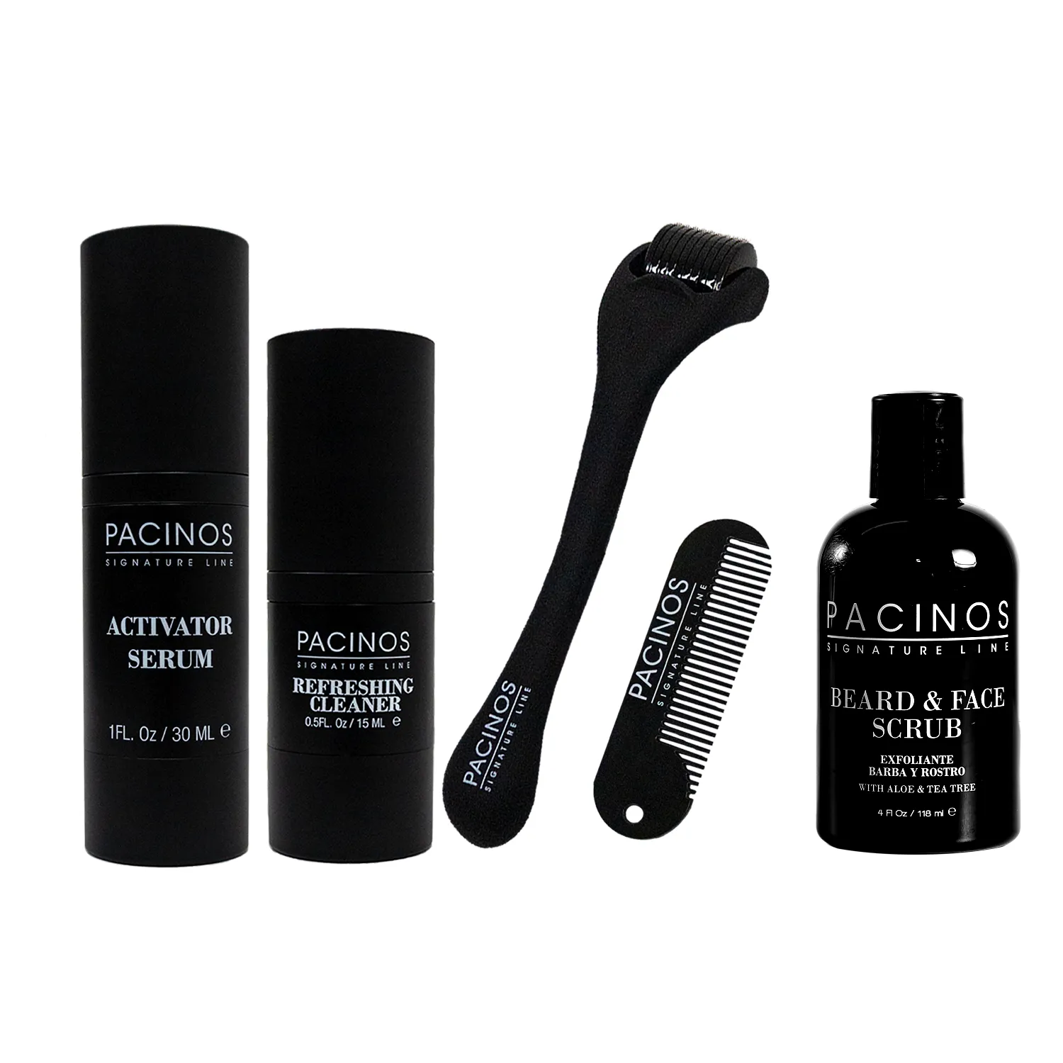 Pacino's Kit Crescita Barba Roller Siero Scrub