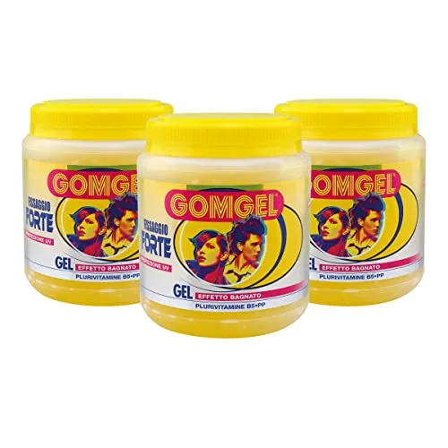 Gomgel Gel Capelli Fissaggio Forte 3x1000 ml Effetto Bagnato