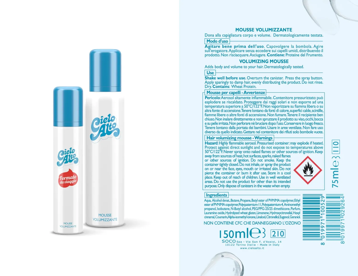 Cielo Alto Spuma mousse capelli 150 ml volumizzante