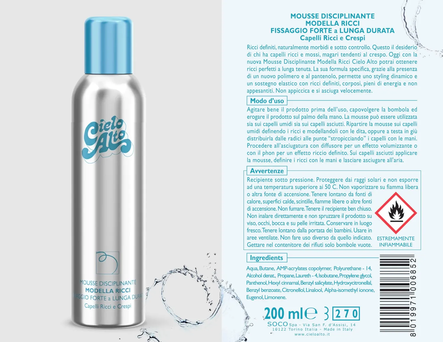 Cielo Alto Mousse Modella Ricci 200 ml tenuta elastica