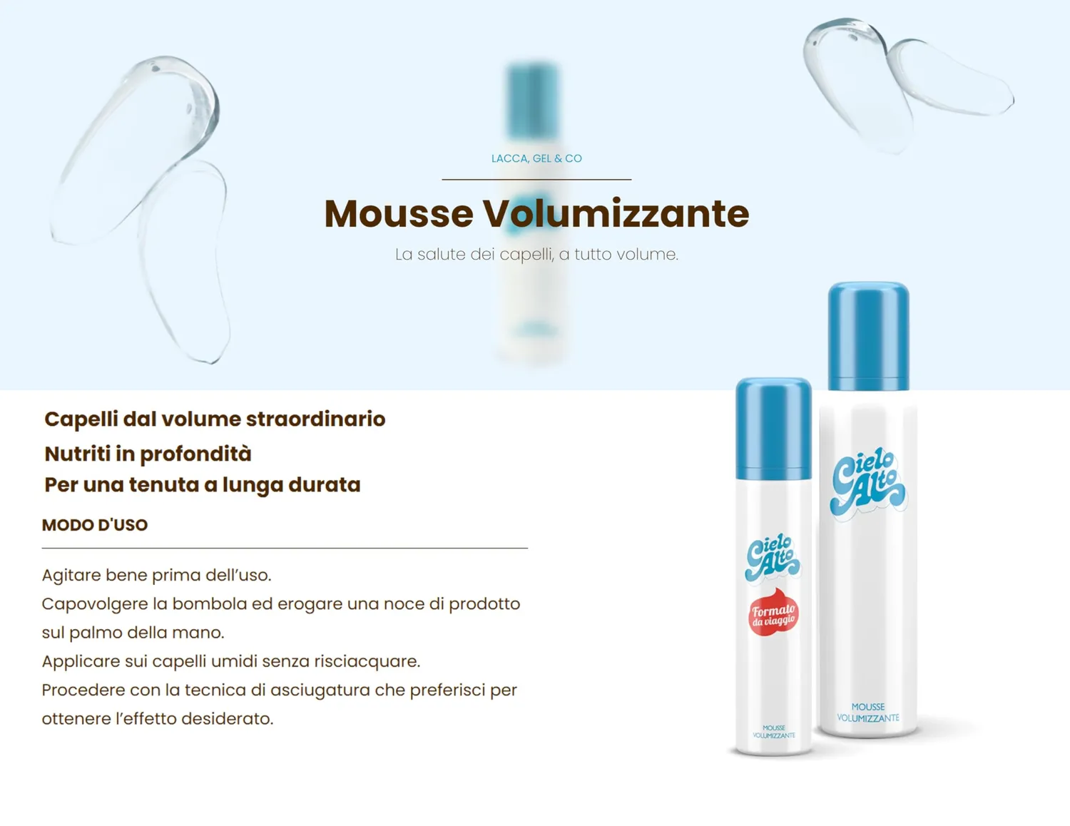 Cielo Alto Spuma mousse capelli 150 ml volumizzante