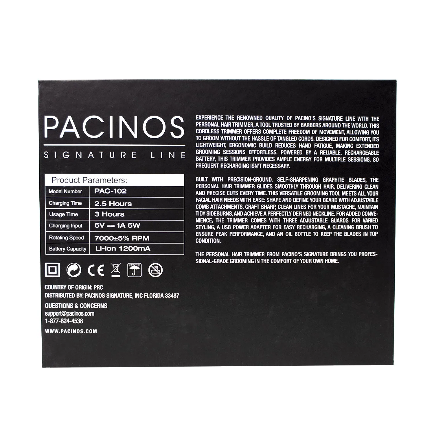 Pacino's Wireless Hair Trimmer rifinitore 3 rialzi 150 minuti