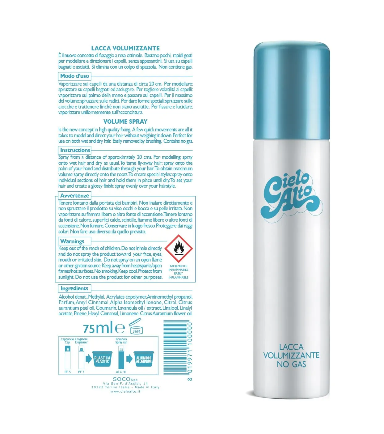 Cielo Alto Volumizzante lacca no gas 75 ml mini