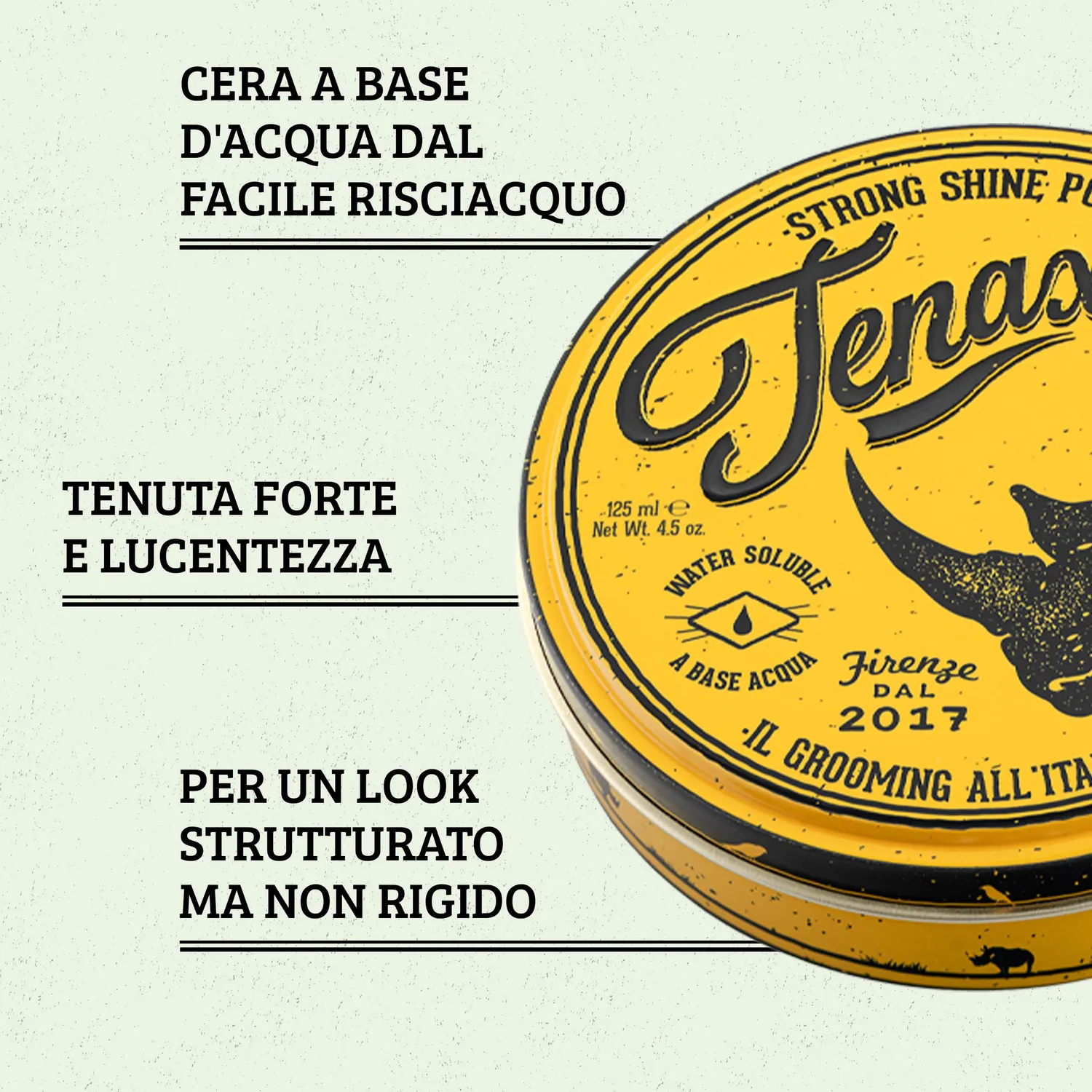 Tenax Strong Shine pomade cera capelli uomo lucida 125 ml