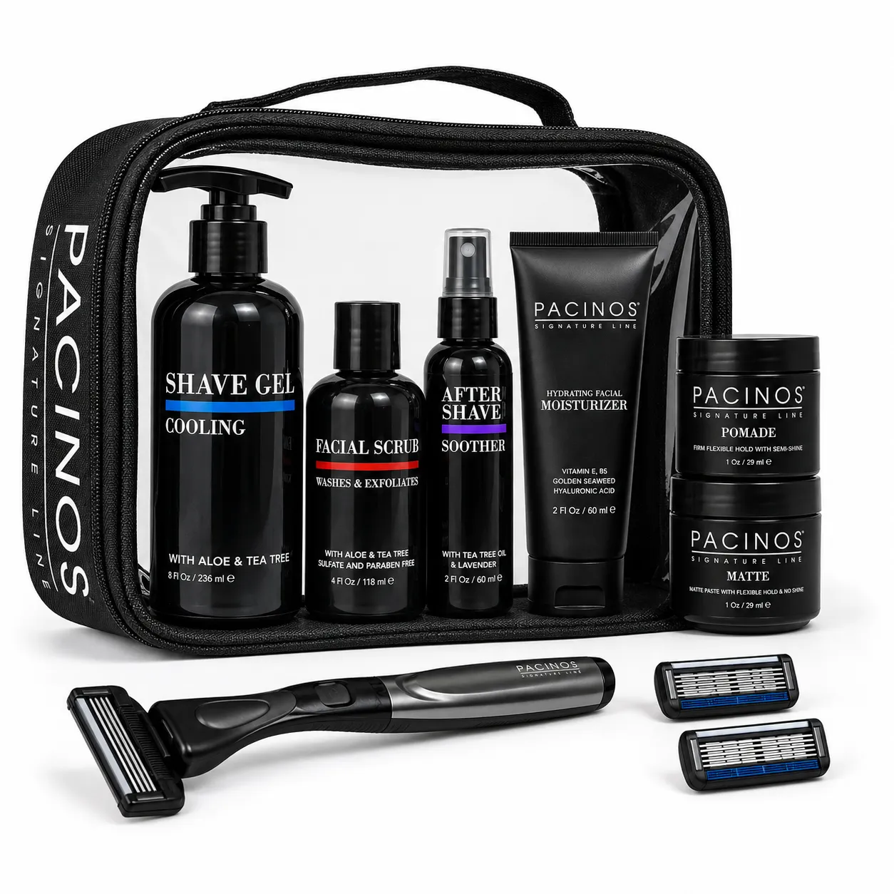 Pacino's Grooming Essentials Bundle Kit Rasatura 5 Pezzi