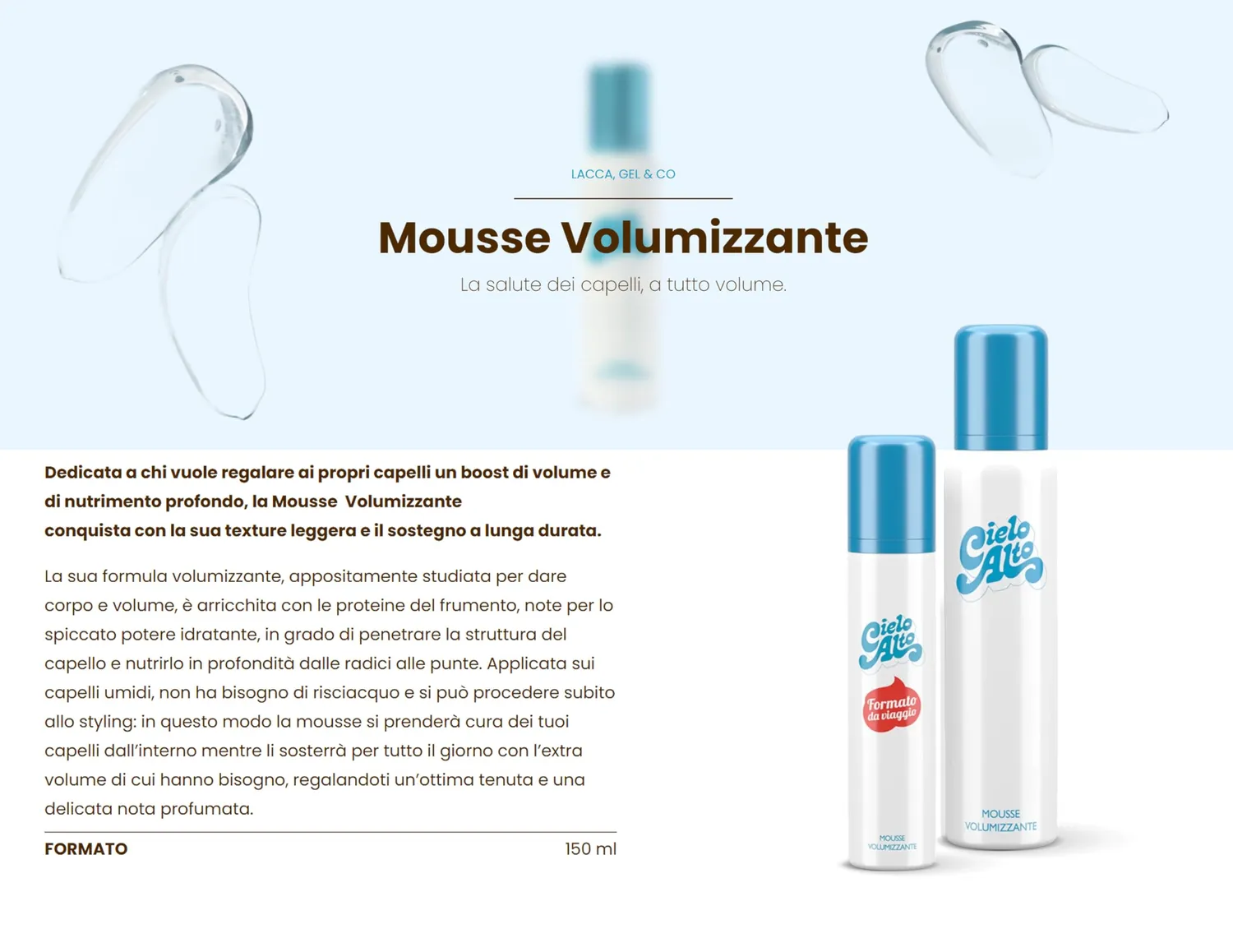 Cielo Alto Spuma mousse capelli 150 ml volumizzante