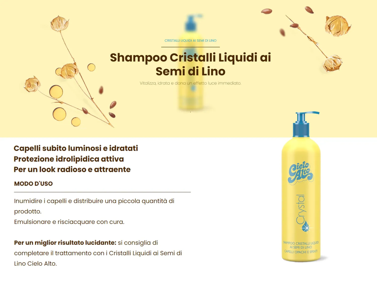 Cielo Alto Shampoo Cristalli Liquidi Semi di Lino 500 ml